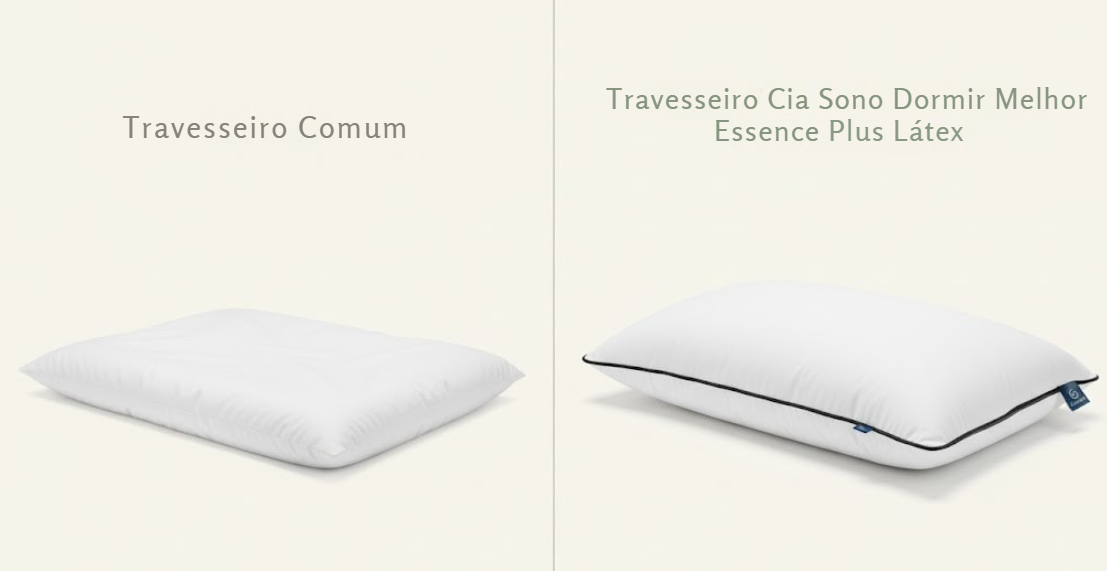 travesseiro latex para dormir melhor cia do sono, comparação dele com outro travesseiro comum